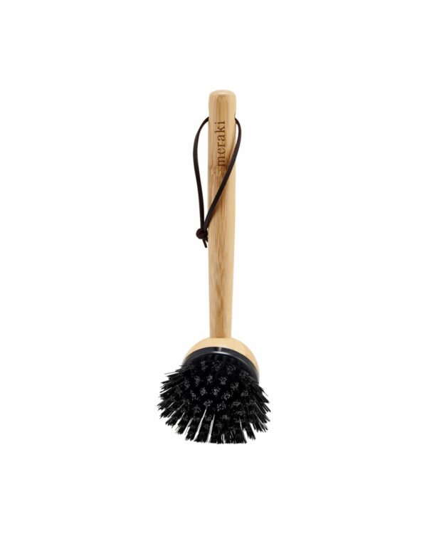 Brosse à vaisselle Meraki en bambou et cuir