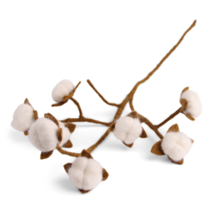 branche fleurs de coton en laine feutrée En Gry & Sif