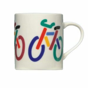 Mug porcelaine vélo illustré par Bo Bendixen pour des matins heureux.