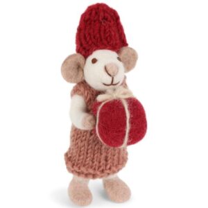 Figurine souris en laine feutrée pour décorer la maiso et le sapin selon la tradition d'un Noël en Scandinavie par Gry and Sif