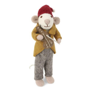 Souris Noël. Figurine musicien en laine bouillie par Gry and Sif