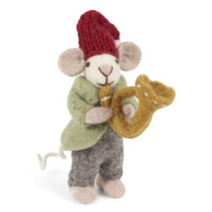 Souris Noël. Figurine musicien en laine bouillie par Gry and Sif