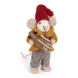 Souris Noël. Figurine musicien en laine bouillie par Gry and Sif