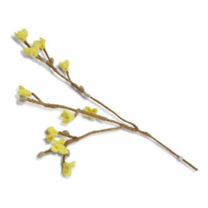 Branche bourgeons et fleurs jaune en laine bouillie En Gry Og Sif pour une décoration danoise