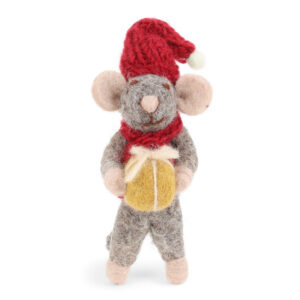 Figurine en laine bouillie souris grise avec cadeau de Noël Gray nad Sif