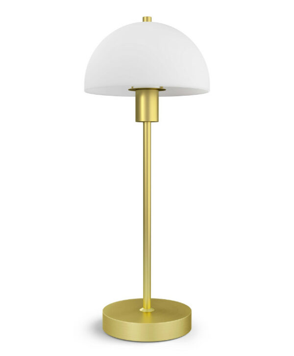 Lampe de table Vienda avec abat-jour en verre opalin. La lampe de bureau rétro du studio Herstal.