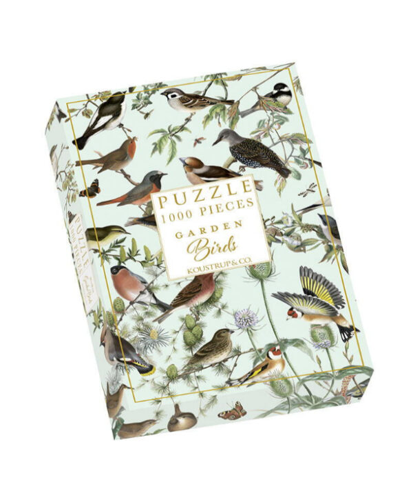 Puzzle oiseaux de nos jardins 1000 pièces. Jeu de patience édité par Kpiustrup.