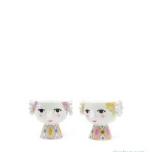 Set de 2 bougeoirs en porcelaine Eva de Bjørn Wiinblad 65 mm couleur lavande, s'utilisent avec des bougies chauffe-plat.