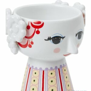 Bougeoir Eva en porcelaine de Bjørn Wiinbad de hauteur 95 mm au décor lavande. S'utilise avec une chandelle de diamètre 22 mm ou une bougie chauffe-plat.