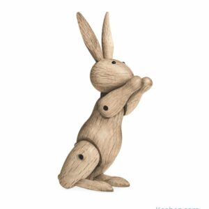 Lapin Kay Bojesen en bois de chêne. Figurine animalière articulée de collection.