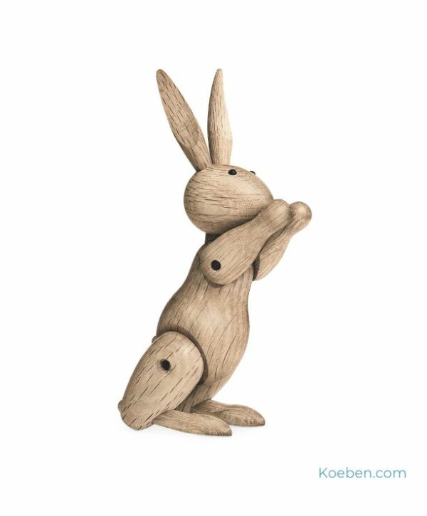 Lapin Kay Bojesen en bois de chêne. Figurine animalière articulée de collection.