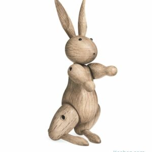 Lapin Kay Bojesen en bois de chêne. Figurine animalière articulée de collection.