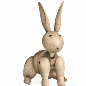 Lapin Kay Bojesen en bois de chêne. Figurine animalière articulée de collection.