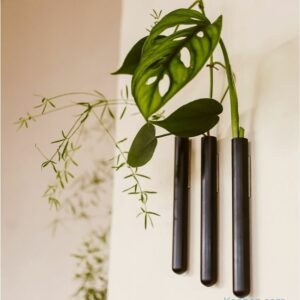 Soliflore aimanté design. Vase tube en verre incolore ou coloré par Walleaf pour une décoration florale murale originale.