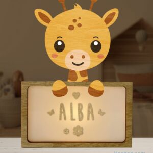 Lampe veilleuse Girafe à personnaliser pour décorer une chambre d'enfant ou comme cadeau de naissance. Une création Vintiun