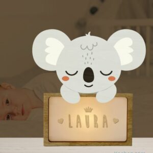 Veilleuse Koala, Lampe LED personnalisable pour la chambre de bébé ou une chambre d'enfant.