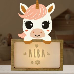 Veilleuse Licorne, Lampe LED personnalisable pour la chambre de bébé ou une chambre d'enfant.