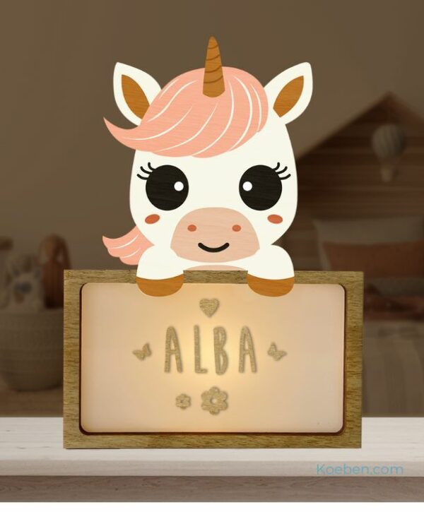 Veilleuse Licorne, Lampe LED personnalisable pour la chambre de bébé ou une chambre d'enfant.