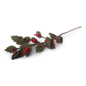Branche de houx en laine bouillie par Gry and Sif pour une décoration de Noël toute douce.