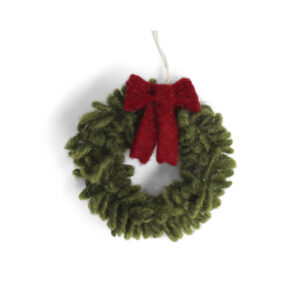 Ornement Couronne avec noeud rouge en laine feutrée pour décorer le sapin de Noël par Gry and Sif