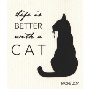Lavette Cat Life biodégradable fabriquée en Finlande par More-Joy et sélectionnée par koeben boutique de décoration et cadeaux scandinaves à Bordeaux