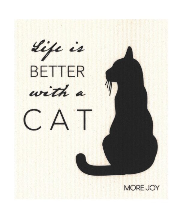 Lavette Cat Life biodégradable fabriquée en Finlande par More-Joy et sélectionnée par koeben boutique de décoration et cadeaux scandinaves à Bordeaux