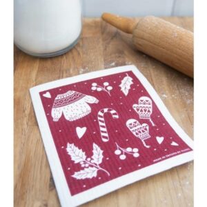 lavette biodégradable Hiver de Pluto Produkter en coton et cellulose naturels pour tout essuyer dans la maison avec style.
