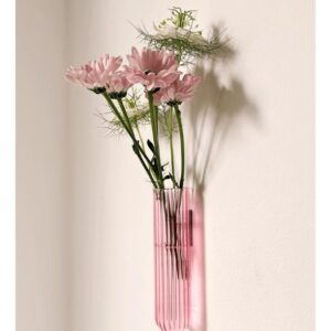 Vase mural aimanté design. Vase tube en verre incolore ou coloré par Walleaf pour une décoration florale murale originale.